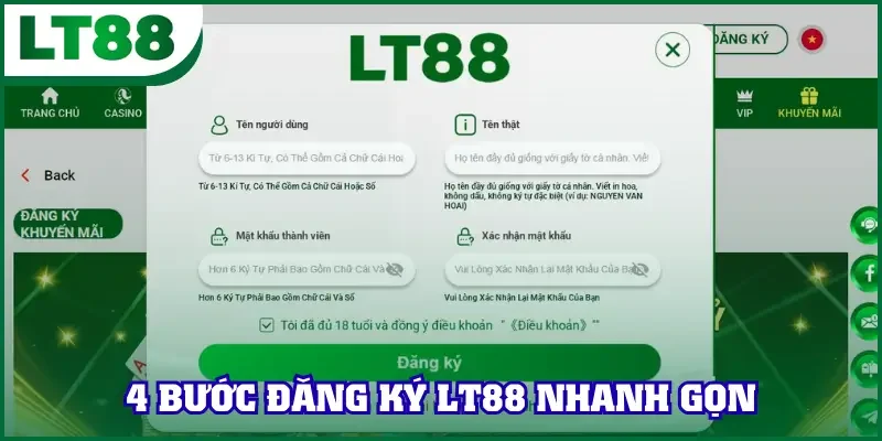 4 bước đăng ký LT88 nhanh gọn