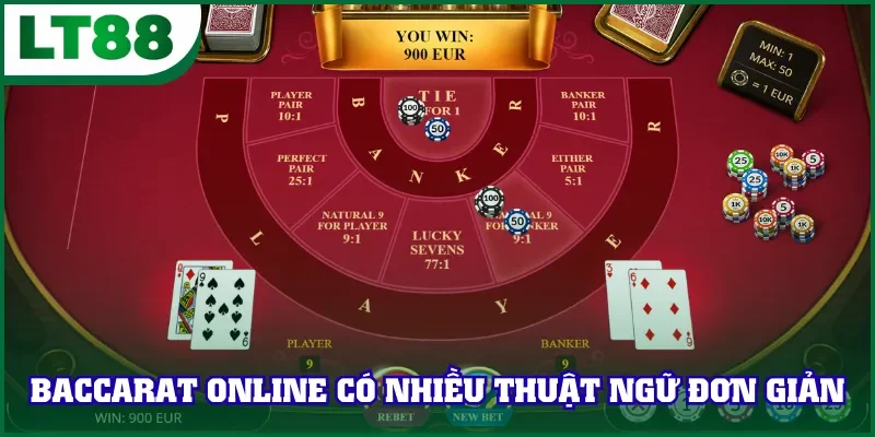 Baccarat online có nhiều thuật ngữ đơn giản