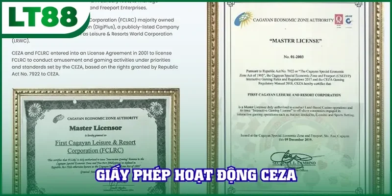 Giấy phép hoạt động CEZA