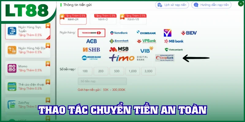 Thao tác chuyển khoản an toàn cho newbie